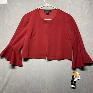 Perceptions New York Red Bell Sleeve Cropped Bolero Jacket‎ Size S